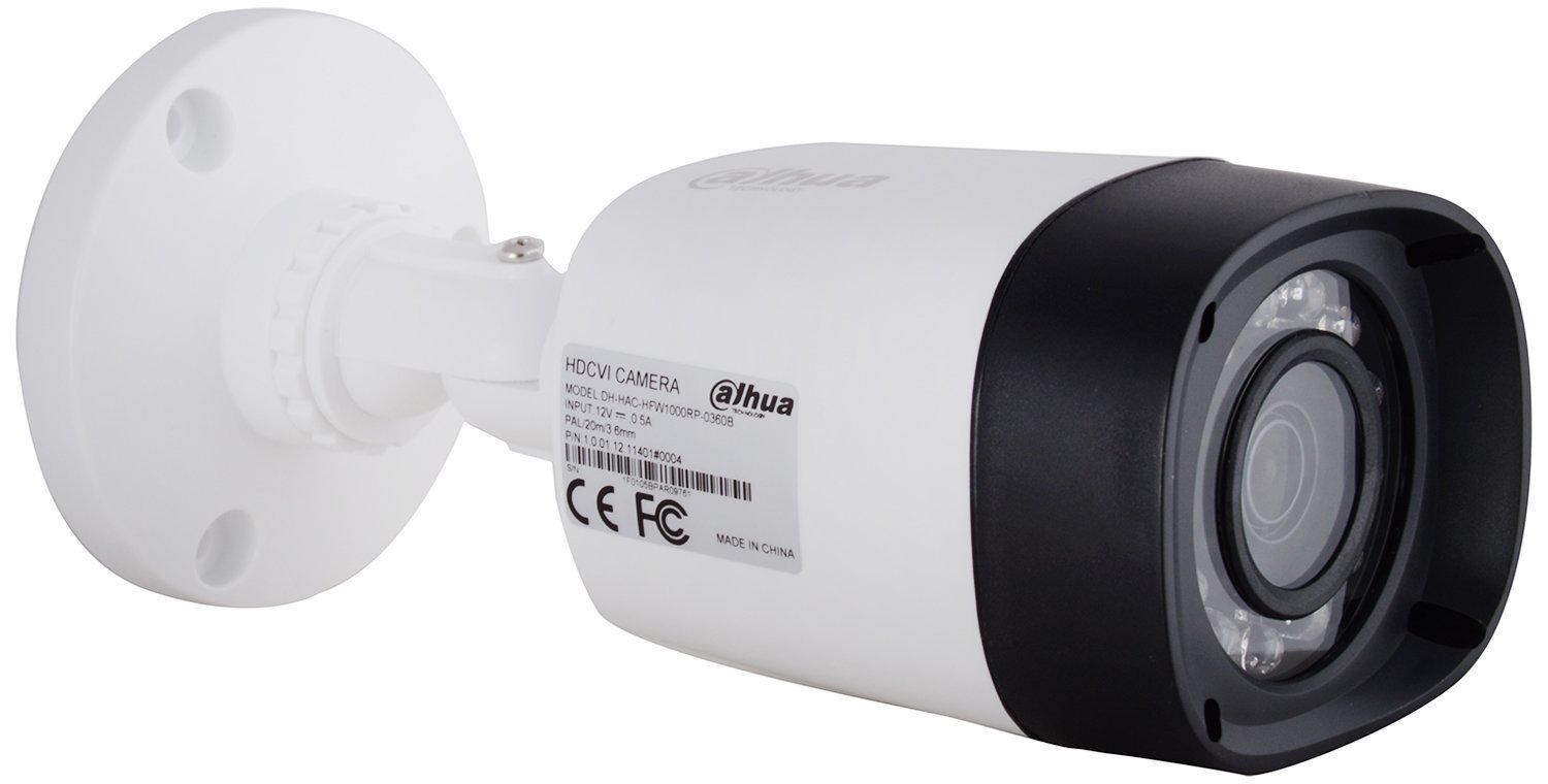 Dahua DH-HAC-HFW1000RP 1mp 720P Water-Proof HDCVI IR Night Vision Bullet Camera White- 1pcs