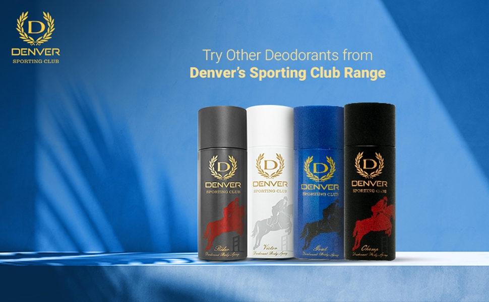 DENVER Sporting Club Goal + Rider + Victor Deodorant for Men -165ML Each (Pack of 3) -1