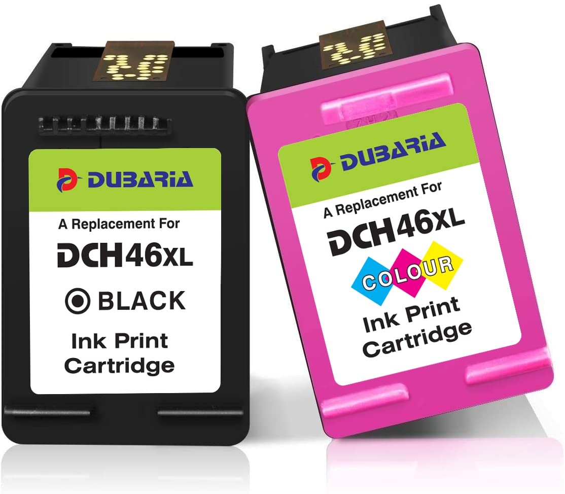 Dubaria 46 XL Black & Tricolor Ink Cartridge Combo Pack for Use in HP DeskJet Ink 2020hc, 2520hc, 2029, 2529, 4729 Printers