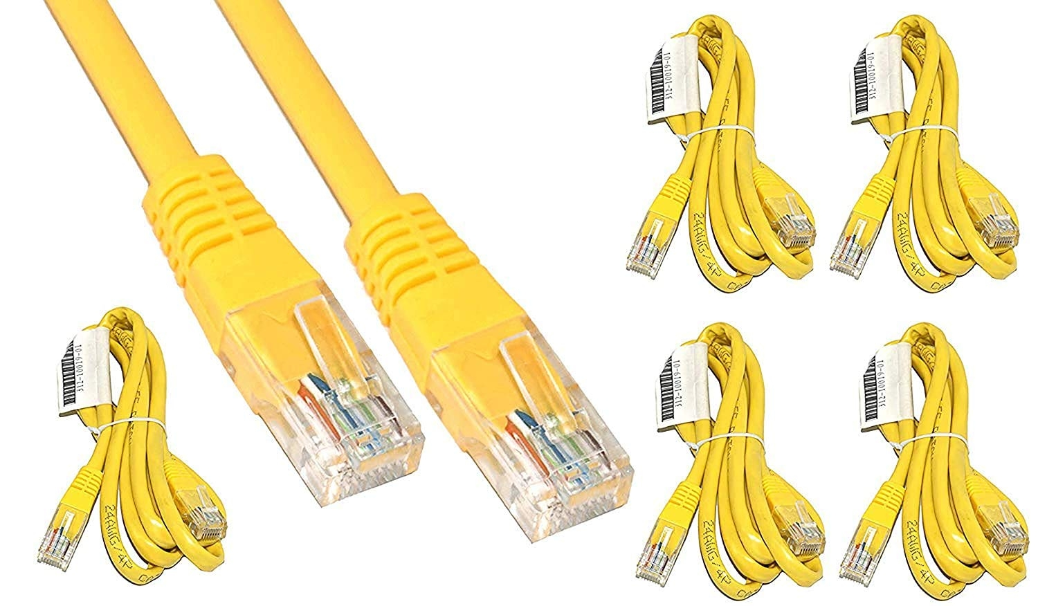 1.5 Meter RJ45 Cat-5e Network Ethernet LAN Patch Cable (Yellow) - 5 pcs