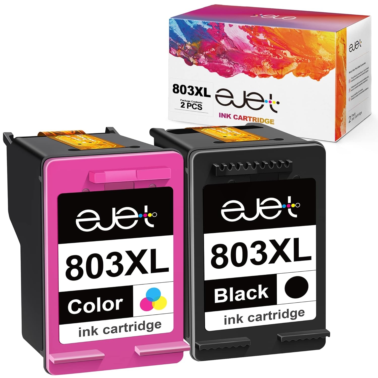 803XL Ink Cartridge (Black & tricolor) for HP Deskjet Printer 2132, 2131, 2623, 2622, 2621, 1112, 1111, 120, 125
