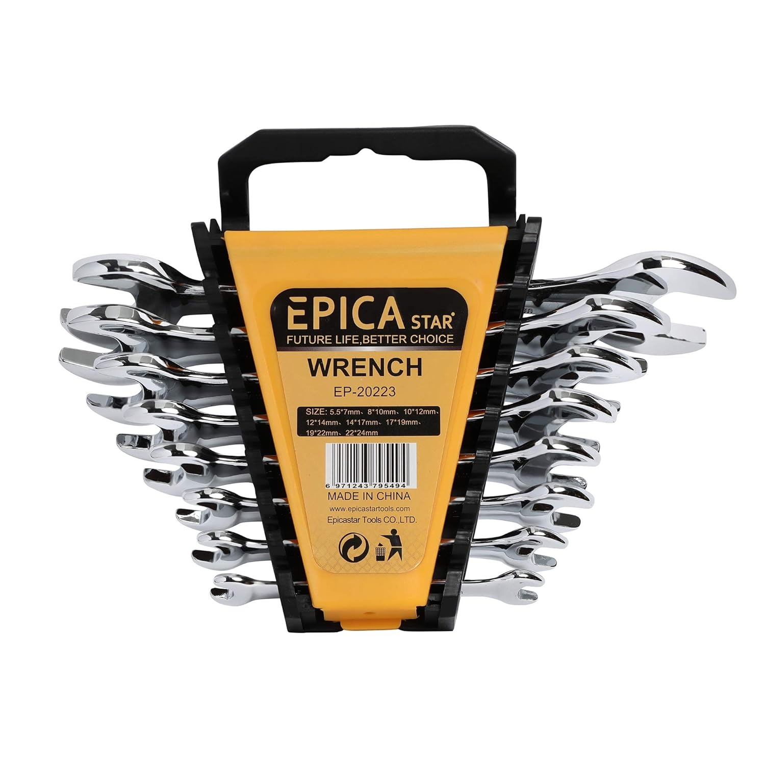 Epica EP-20223 Stainless Steel Double Open End Spanner/Wrench - 8 pcs - (Silver)