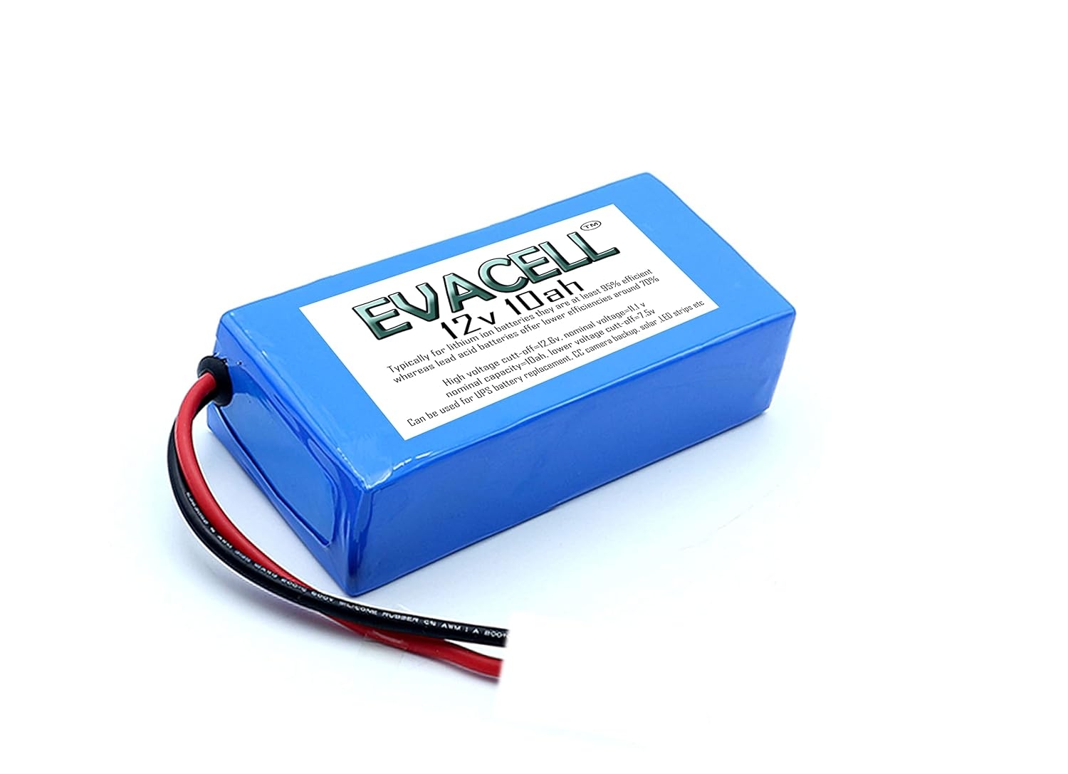 EVACELL 12V 10AH 10000 MAh Lithium Ion Rechargeable Battery with BMS Protection for Camera Backup, UPS, Solar/LED Light