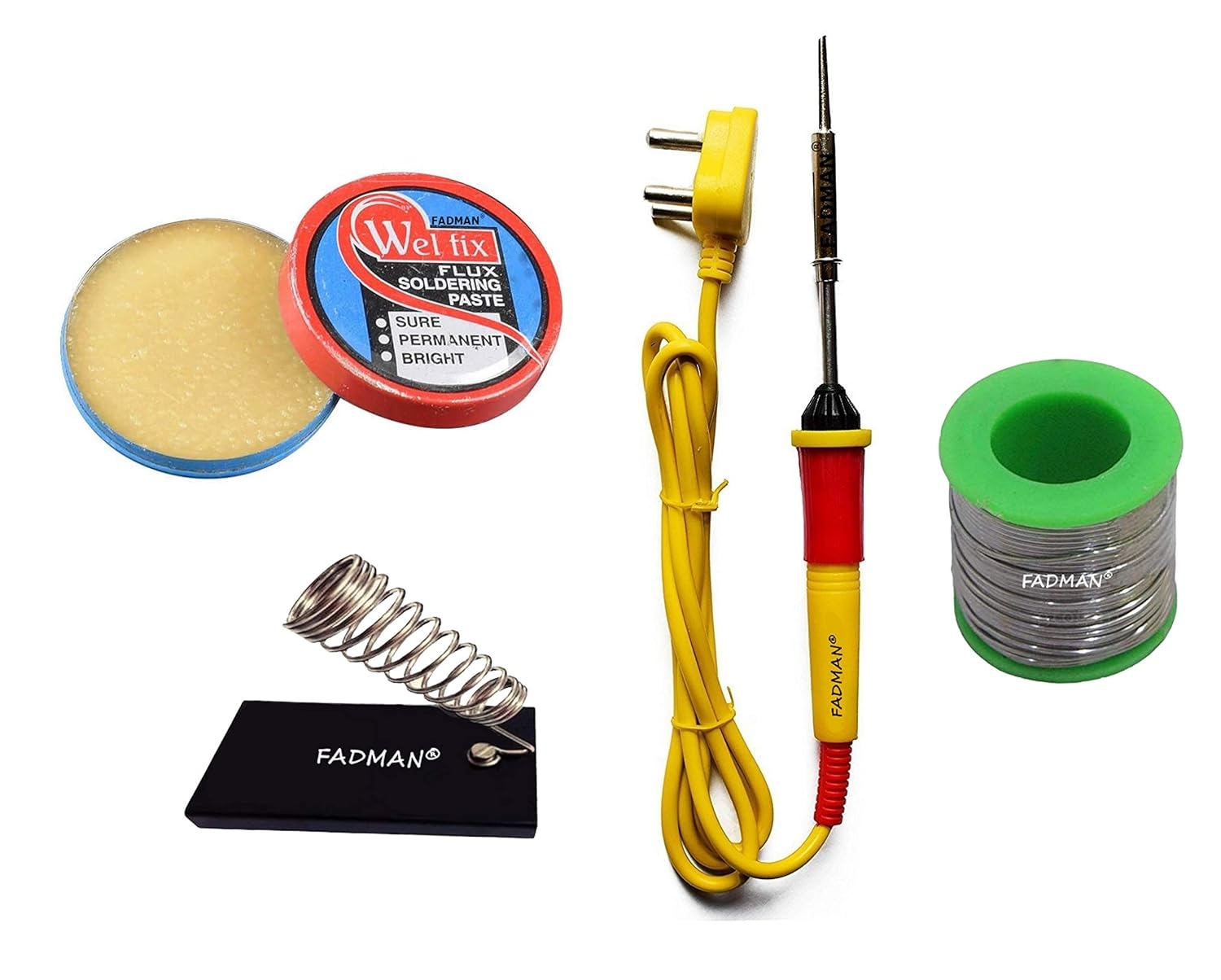 FADMAN BASIC COMPLETE KIT TYPE-4 SOLDERING IRON KIT | SOLDER WIRE | YELLOW SOLDERING IRON |Corded Electric