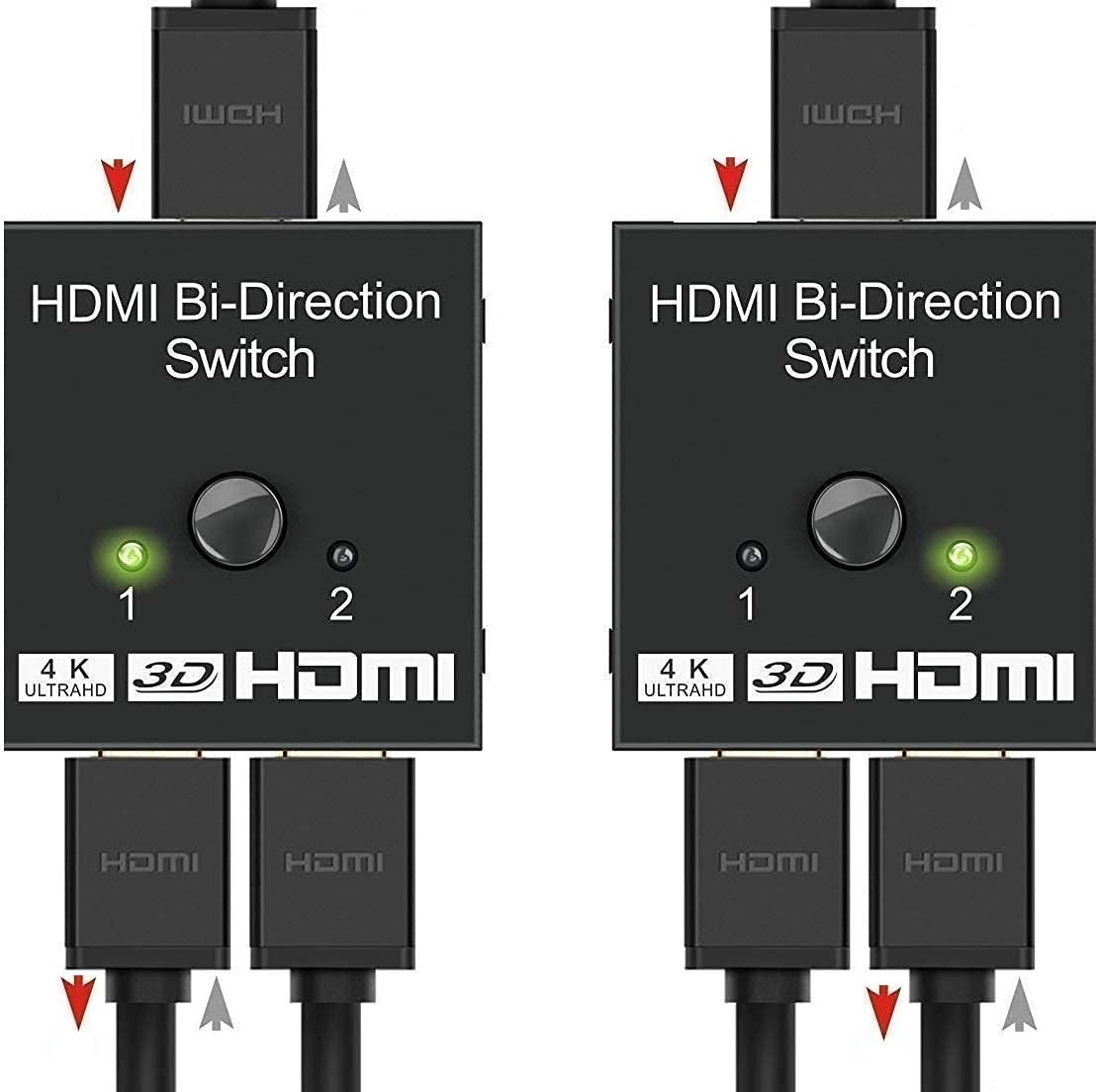 2 Port Bi-Directional Manual HDMI Switch 2 in 1 Out or 1 in 2 Out Splitter Supports 4K 2K 3D Full HD 1080p