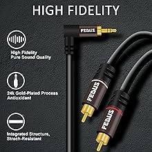FEDUS 3.5mm to RCA Cable RCA to 3.5mm Male Audio Adapter 2RCA Gold Plated