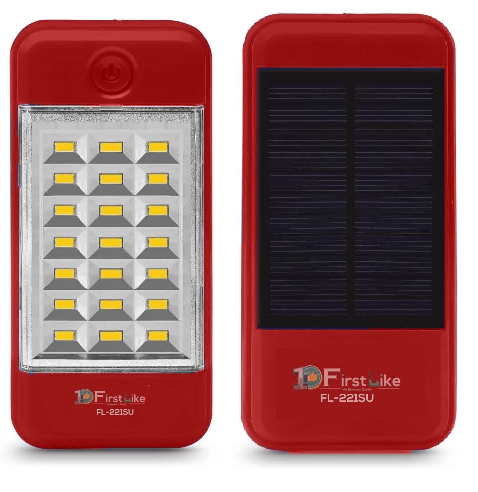 FIRSTLIKE Rechargeable Solar Power Bank Cum 21 High Bright LED Flood Light | Solar Battery Charge (Red) Emergency Lights
