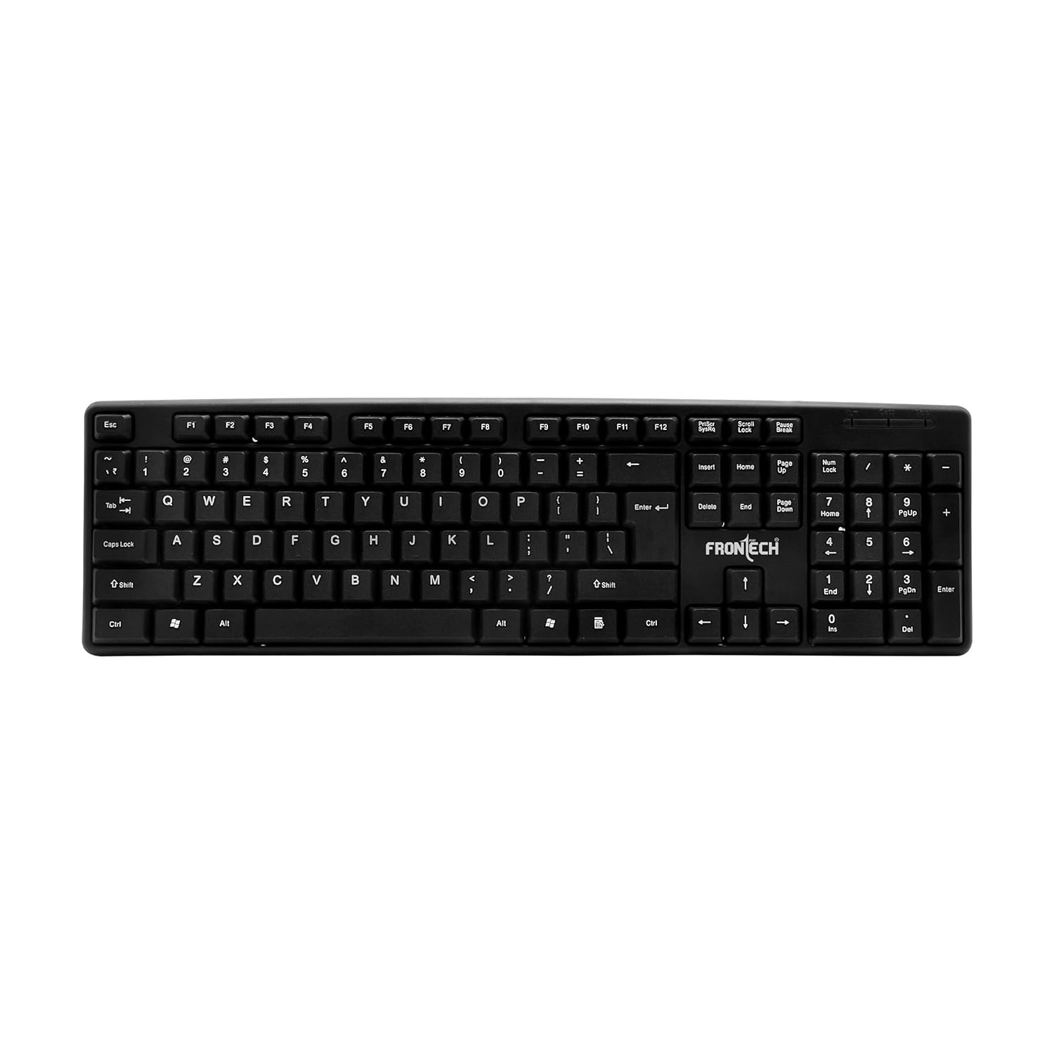 FRONTECH Wired Keyboard | Membrane Keys | Retractable St,s | USB | & | 1Y Warranty (KB-0033, Black) Keyboards