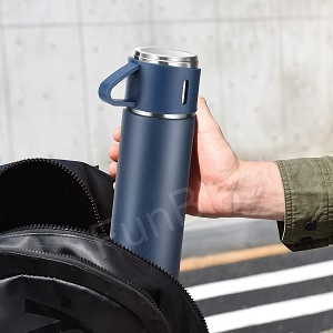 Hot or Cold Flask, Thermosteel 24 Hours Hot and Cold Water Bottle with Drinking Cup Lid, 1 , Grey