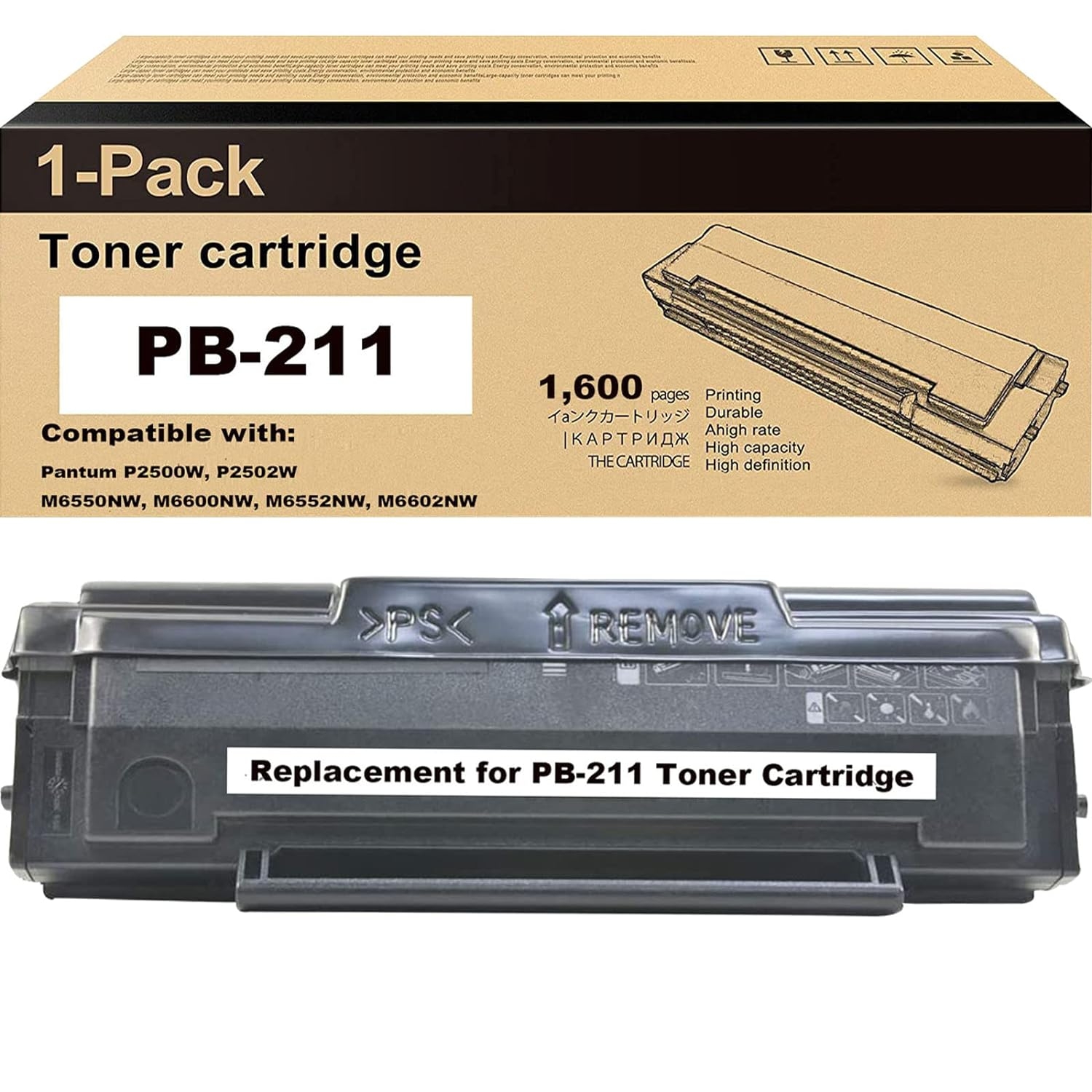 Generic Replacement for Pantum PB-211 Toner for Pantum M6550 M6550N M6550W M6552NW M6600 M6600N M6600W P2207 P2500 P2500NW P2500W P2502w Printer(Black 1-Pack)(NOT OEM)