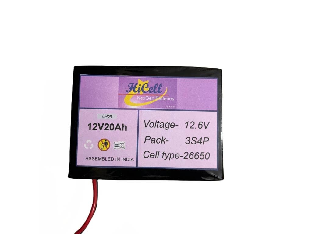 12V 20Ah Li-ion Battery with Deep Cycles & BMS Protection Rechargeable Electronic Vehicle BIS Approved Batteries used