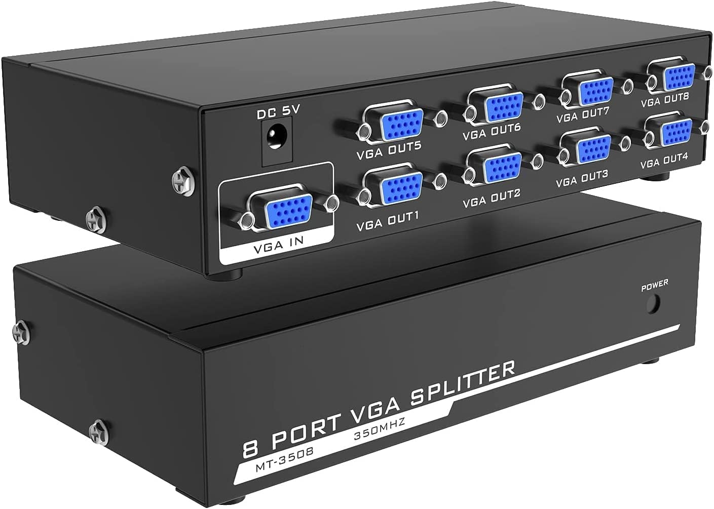1x8 VGA Splitter, 8 Port VGA Splitter | 150MHz PC to 8 VGA Monitor TV Video Splitter | Support 1600 * 1280