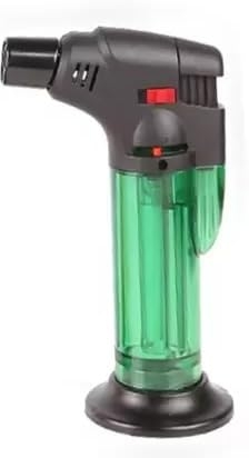 GENZ Refillable Butane Gas Torch Lighter - Windproof Sharp Jet Flame Butane Torch Lighter, Pocket Lighter for Cigarette and Cigar (Green) Gas Lighters