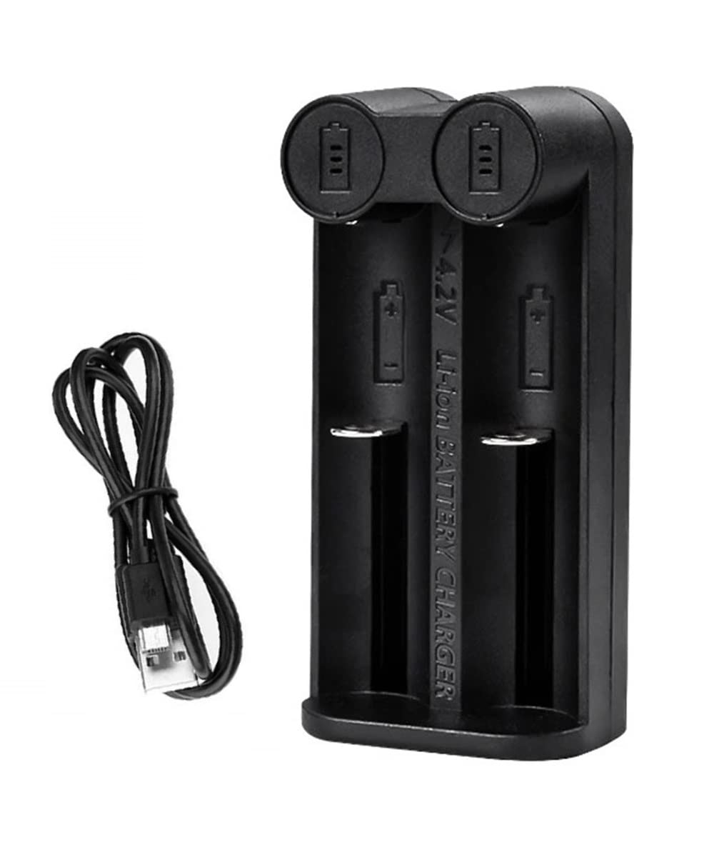 Battery Charger, Dual Slot Charger for 21700 20700 26650 18650 18490 16340 14500 10400 Rechargeable Batteries