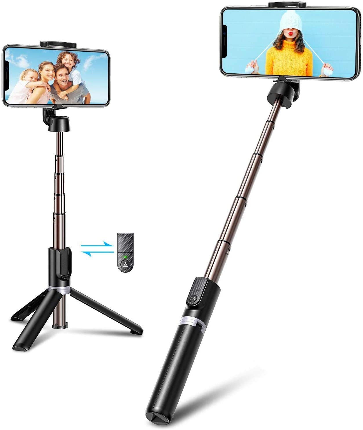 HOLD UP Extendable Selfie Stick with Wireless Remote & Tripod Stand, Portable, Lightweight for Smartphone & Mobile