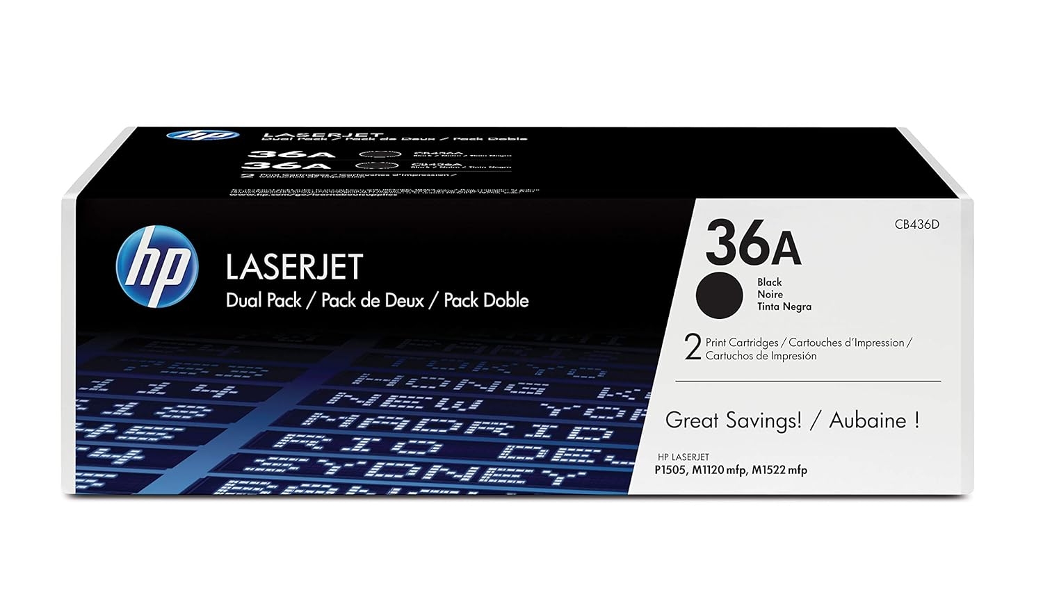HP 36A CB436AF Laserjet Toner Cartridge (Black, 2 pcs)