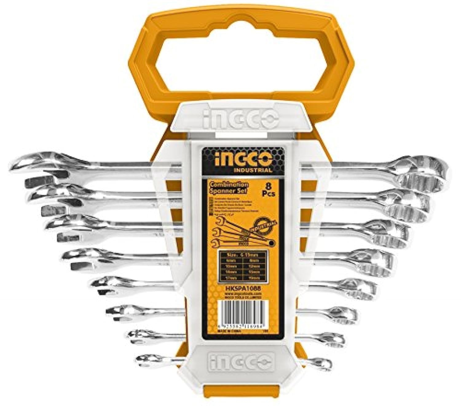 INGCO HKSPA1088 8 PCS Combination Spanner Set | Alloy Steel | Heavy Duty (1 Set)