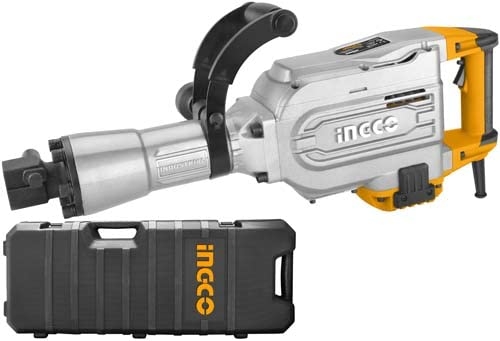 INGCO 1700W 16KG Electric Demolition Breaker PDB17008 | 2 pcs chisel HEX cuck system Impact rate:1400bmp Impact force:45J industrial use