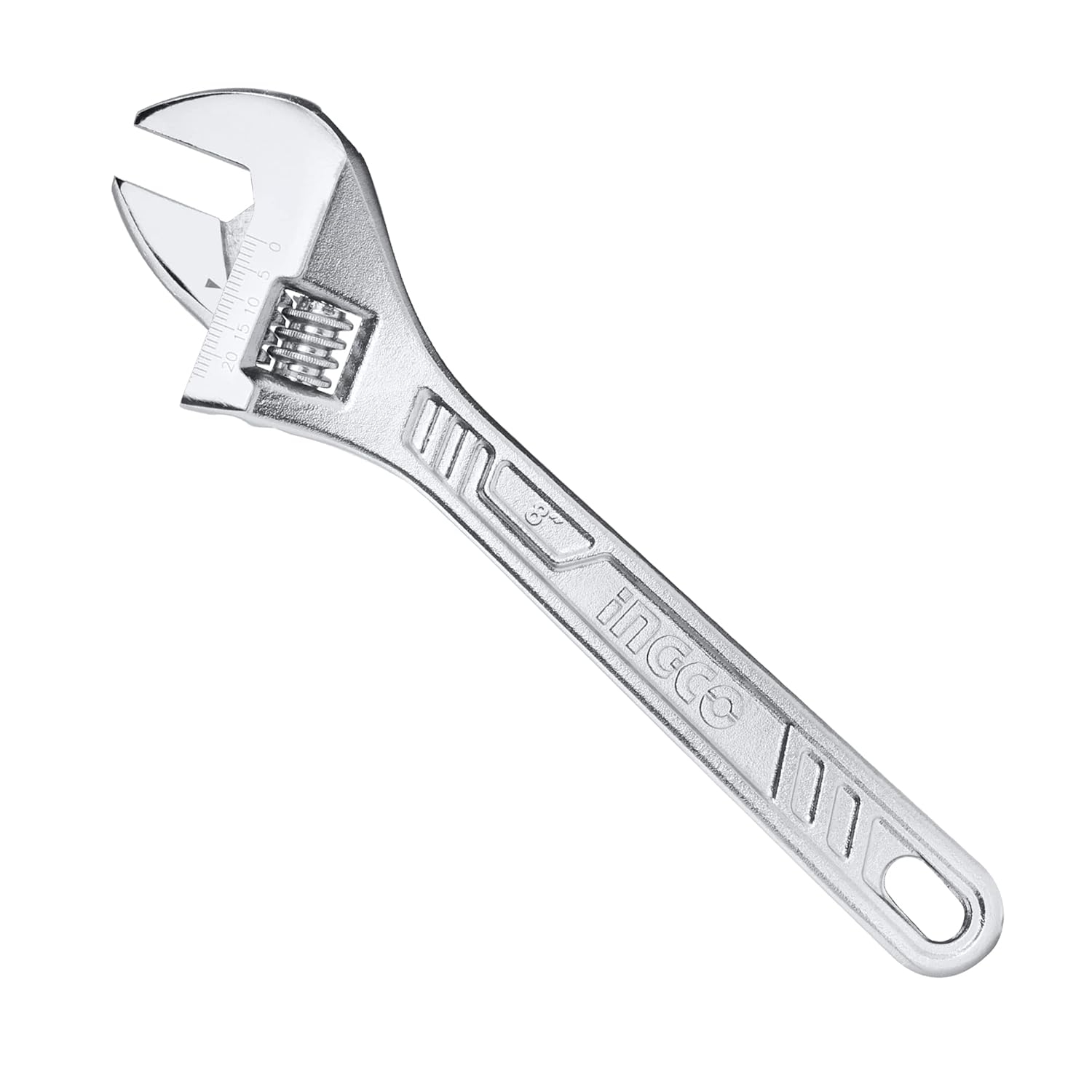 INGCO Adjustable Wrench, 0-24mm | Metric Scale | 200mm(8
