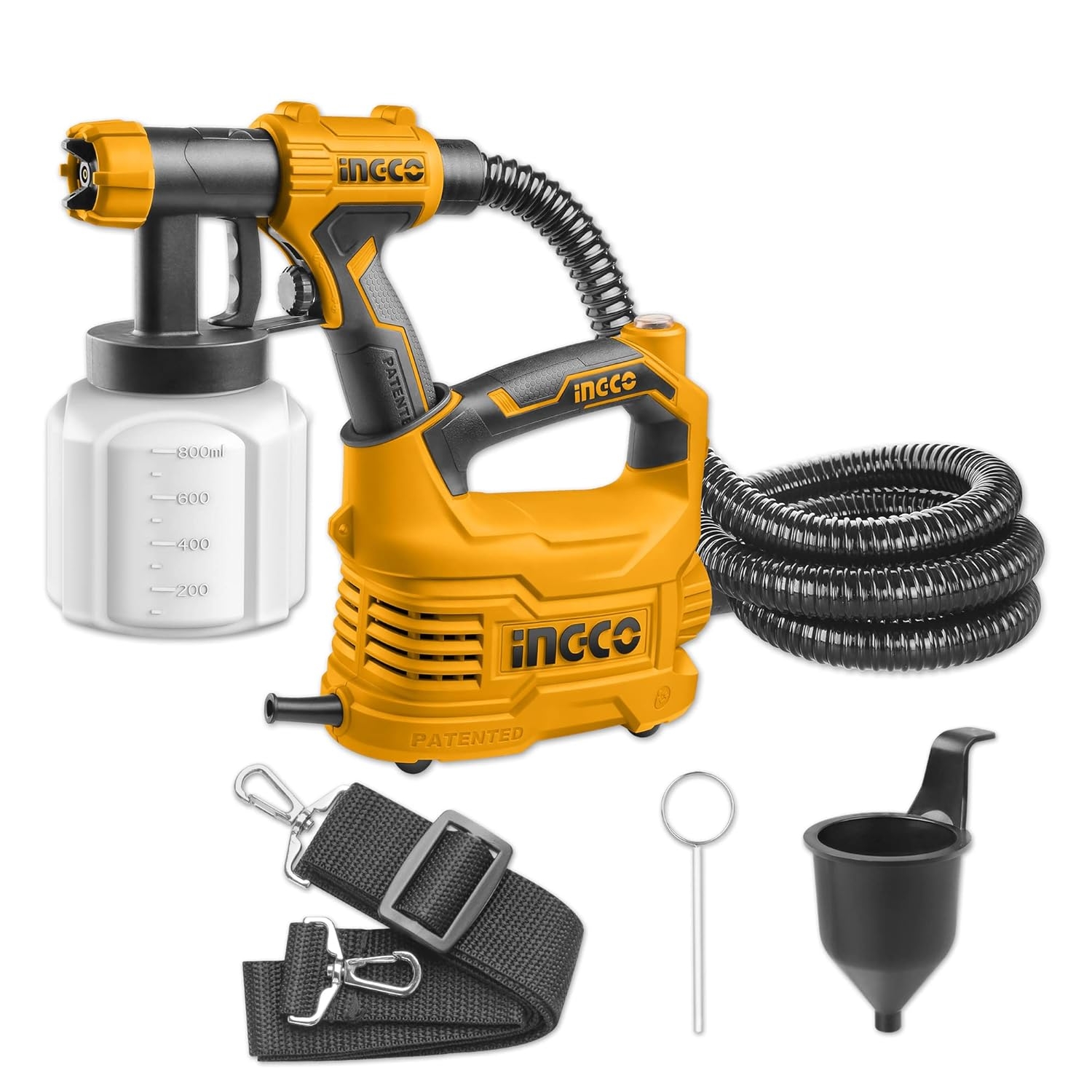 Ingco HVLP Floor Based Spray Gun, 800ml Paint Sprayer, 3 Spray Patterns | 500W | 50DIN-s, Electric Paint Spray Gun, Adjustable Valve Knob