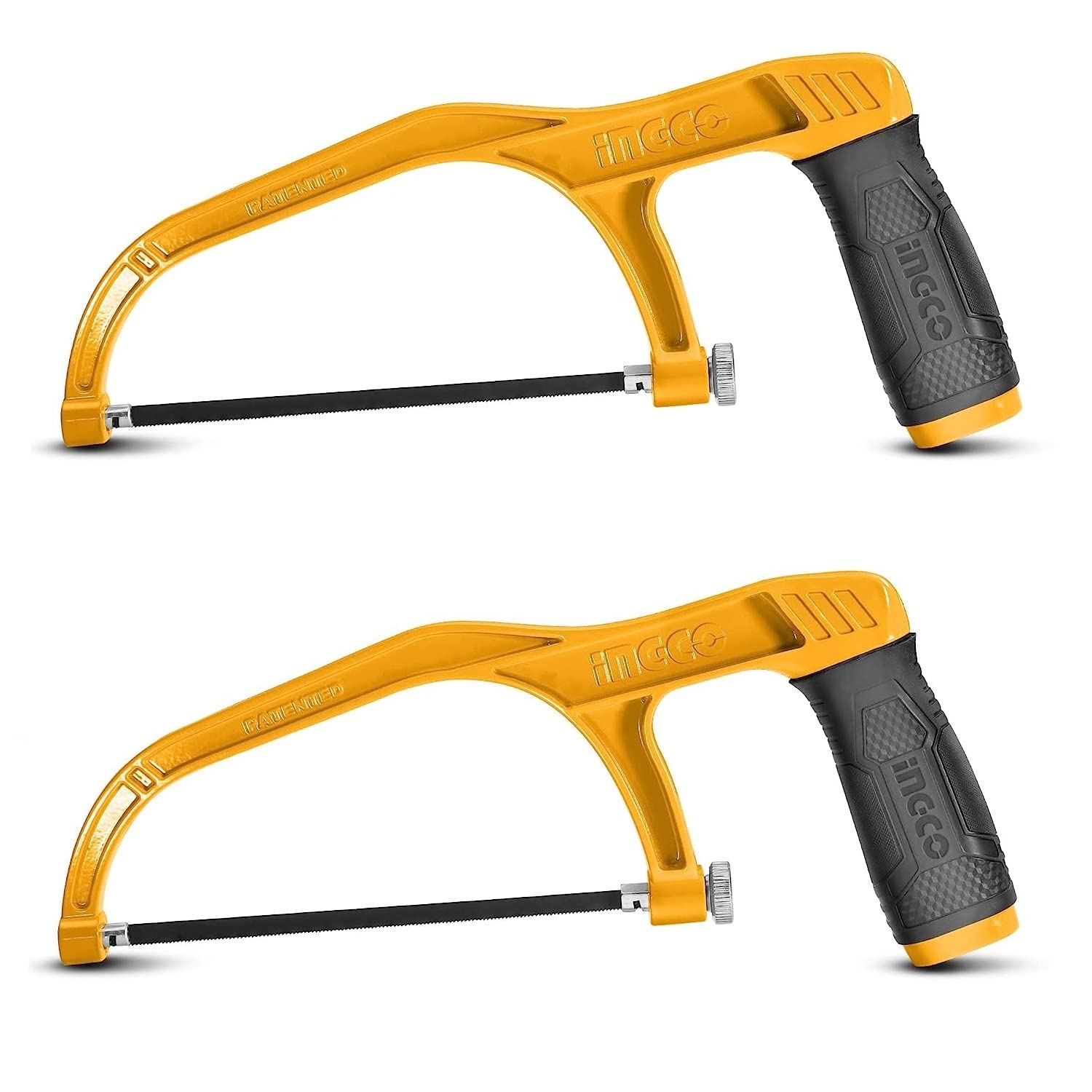 INGCO 2PCS PACK Mini Hacksaw, 150mm (6") Hand Saw, able Handle Aluminium Body With 2 pcs Blade for Metal, Wood, PVC Pipes