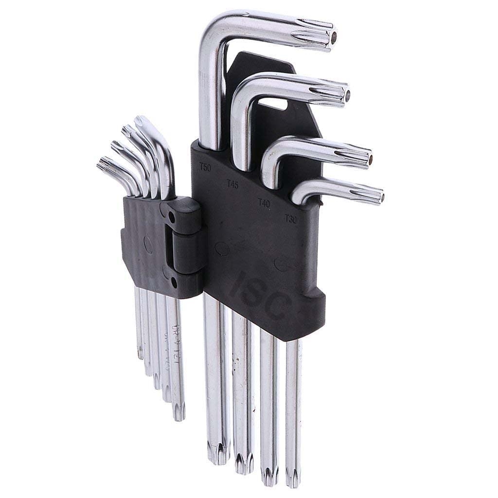 9Pcs Small Short Torx CRV Material (Chrome) L-Shape Wrench Set Metric System Wrench Screw Repair Tools Allen Key Set