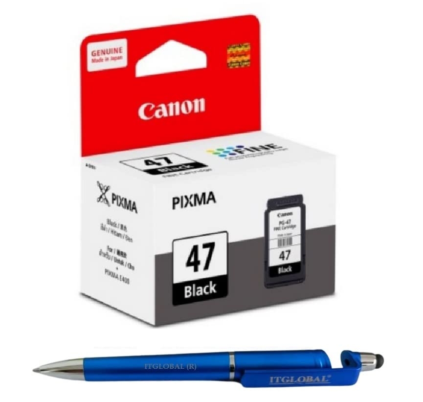 Canon PG-47 Ink Cartridge | Black with 3in1 Multi-Function Creative Mobile Phone Stand, Stylus Pen, Ballpoint Pen