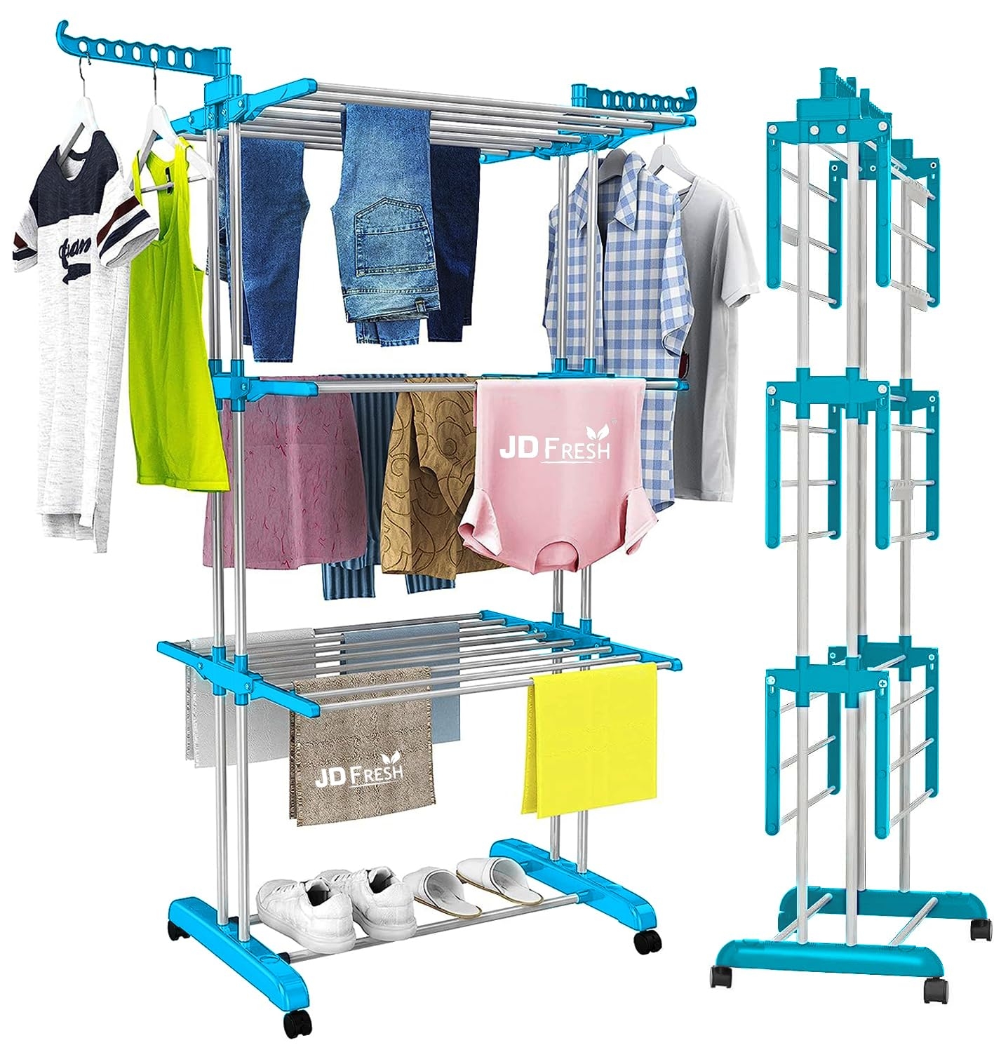 Stainless Steel Clothes Stand | Foldable Drying Hanger | Indoor & Outdoor Cloth Stand