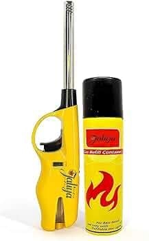 JEQUL Lighter For Kitchen Gas Stove Refilable Adjustable Metal Gun Flame Lighter, With Refill Bottle Can Controllable Flame Speed For Candle, Diya And Barbecue -Color Yellow Gas Lighters