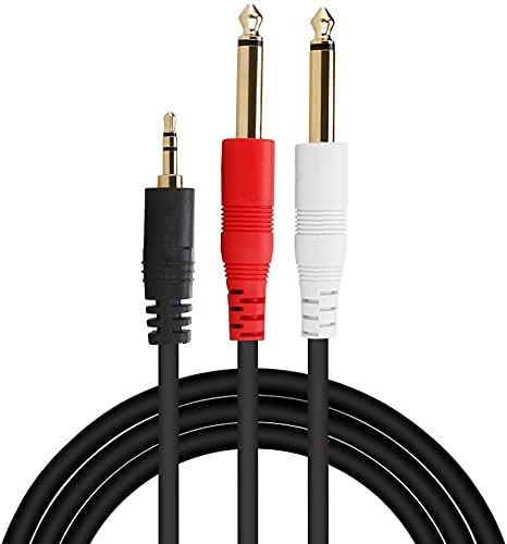 KEBILSHOP 3.5mm Stereo to Dual 6.3mm Mono Jack Audio Y Splitter Cable for Phone, Speakers, Guitar(4ft/1.2m)