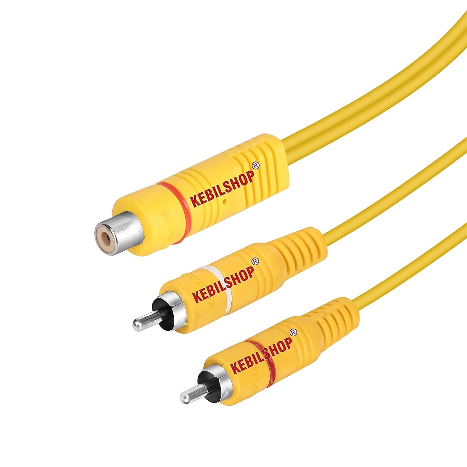 KEBILSHOP 2 RCA Male Jack To 1 RCA Female Plug Splitter AV Adapter Cable for PC, Television, DVD Player