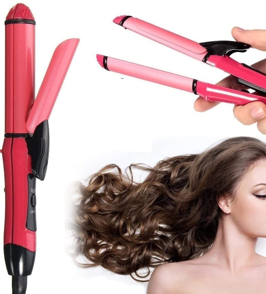 Hair Straightener & curler | 2 in 1 hair straightener for Women Hair Curler pressing & curler (NHC-2009)