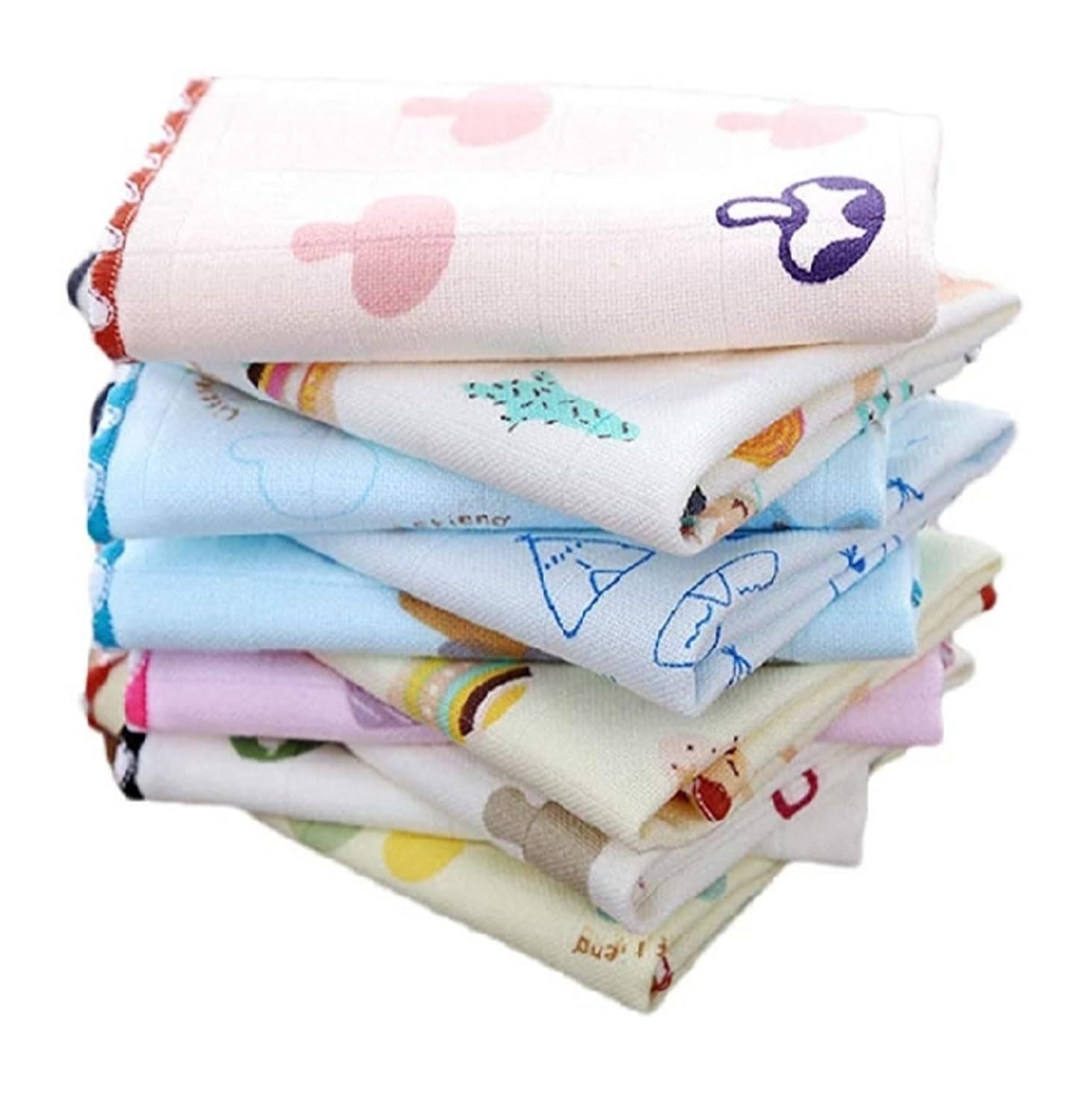 Khillayox Soft Cotton Handkerchief for kids, Women & girls | Cute Printed | Double Layer hankies 6 pcs & 12 Multicolor
