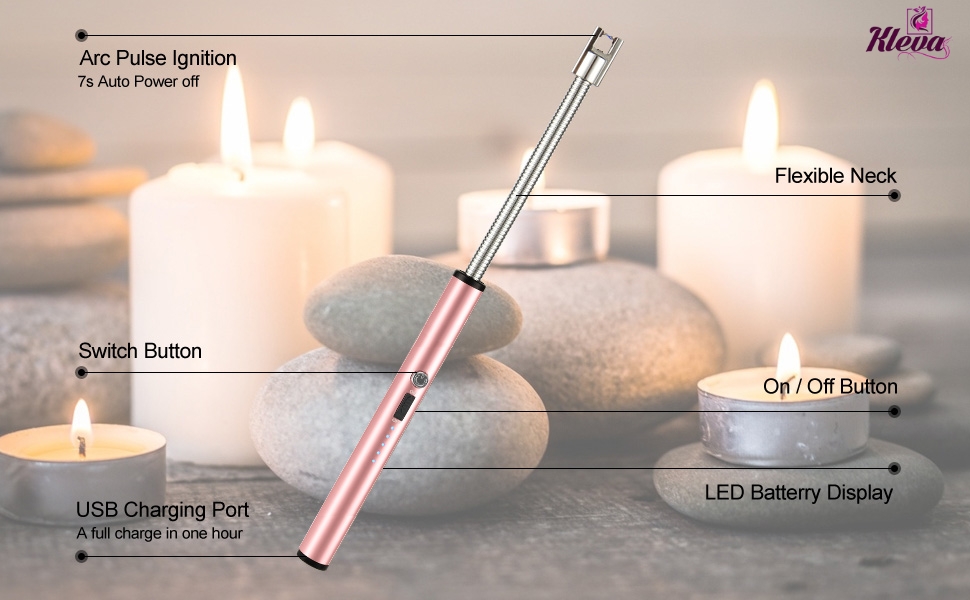  Candle Lighter, Upgraded Electric Lighter Rechargeable USB Lighter with Led