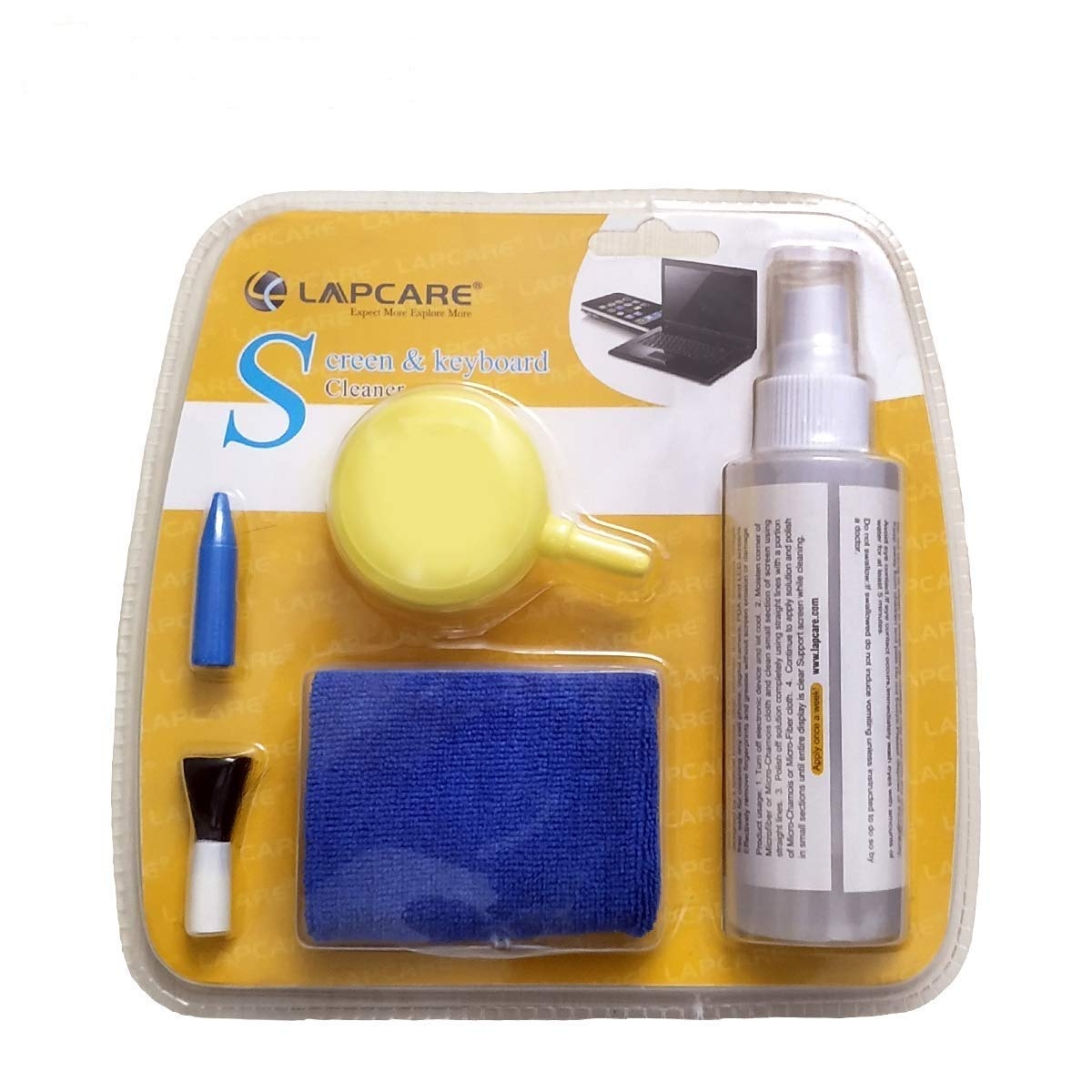 LAPCARE 5in1 Screen Cleaning Kit with Suction Balloon for PC, Laptops, Monitors, Mobiles, LCD, LED, TV/Professional Quality/Prevents Static Electricity, 125ml with Micro Fiber Cloth & Compact Brush