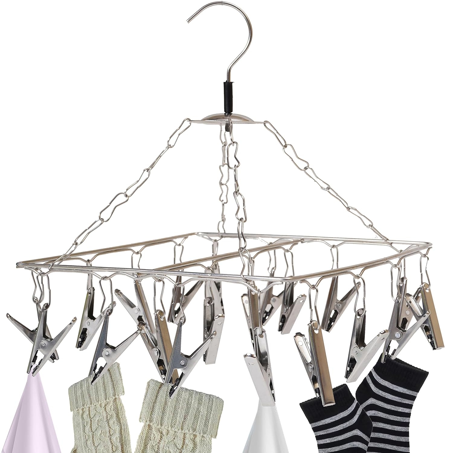 Stainless Steel Square Cloth drying Hanger/Stand with 20 Clips | Baby Clothes Dryer/Undergarments Hanger