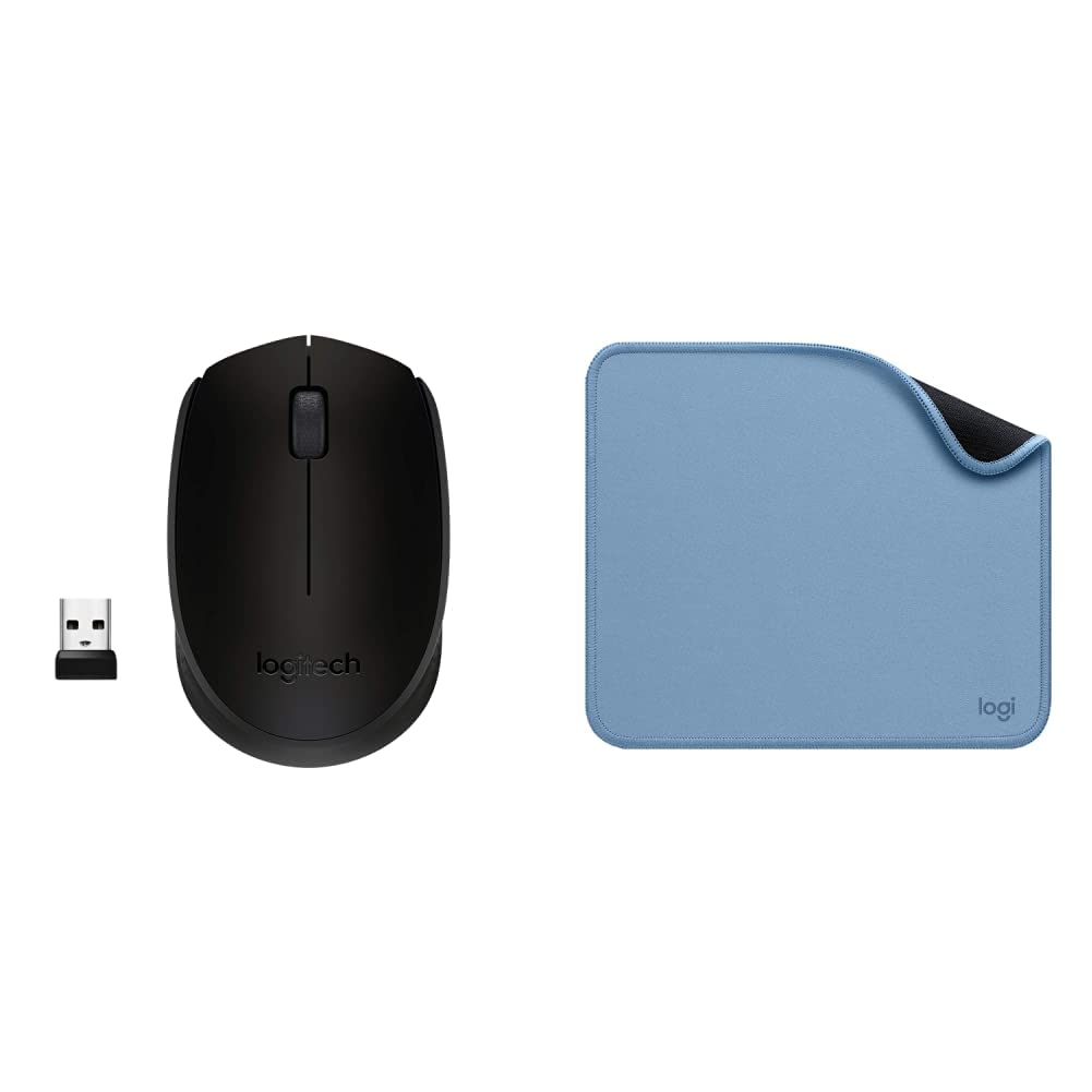 Logitech B170 Wireless Mouse, 2.4 GHz | USB Receiver, Optical Tracking | Mousepad, Studio Series | Anti-Slip Rubber Base (Blue Grey) Mouse