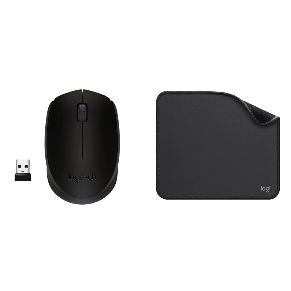 Logitech B170 Wireless Mouse, 2.4 GHz | USB Receiver, Optical Tracking | Mousepad, Studio Series | Anti-Slip Base, Spill Proof (Graphite) Mouse