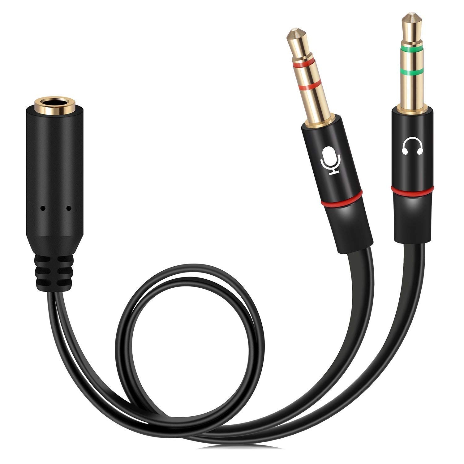 Lapster gold plated 2 Male to 1 Female 3.5mm Headphone Earphone Mic Audio Y Splitter Cable for PC Laptop