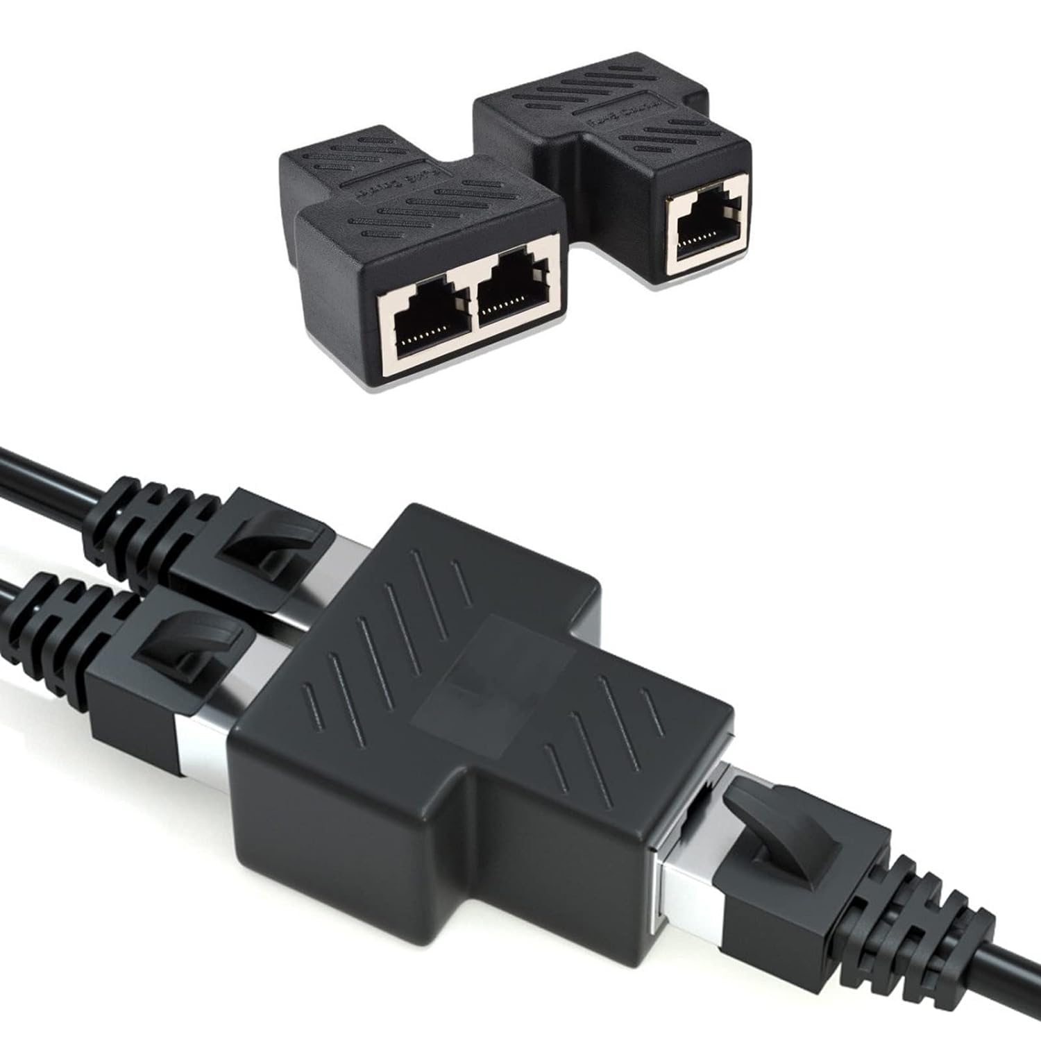 Ethernet Cable Splitter 1 to 2 RJ45 Splitter | 8P8C Extender Plug | LAN Cable for Cat5, Cat5e, Cat6, Cat7(1 Pair)