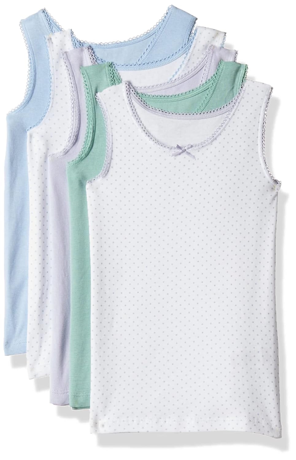 Marks & Spencer 5pk Pure Cotton Spotted & Plain Vests (2-14 Yrs) - multicolor