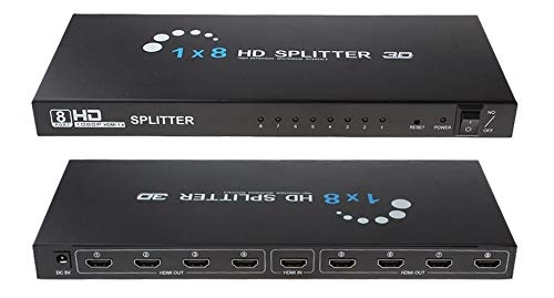 Microware HDMI Splitter 1x8 Amplify 15M 1080P 8 Port HD Splitter Support 3D 1.3V Audio Video Converter for HDTV