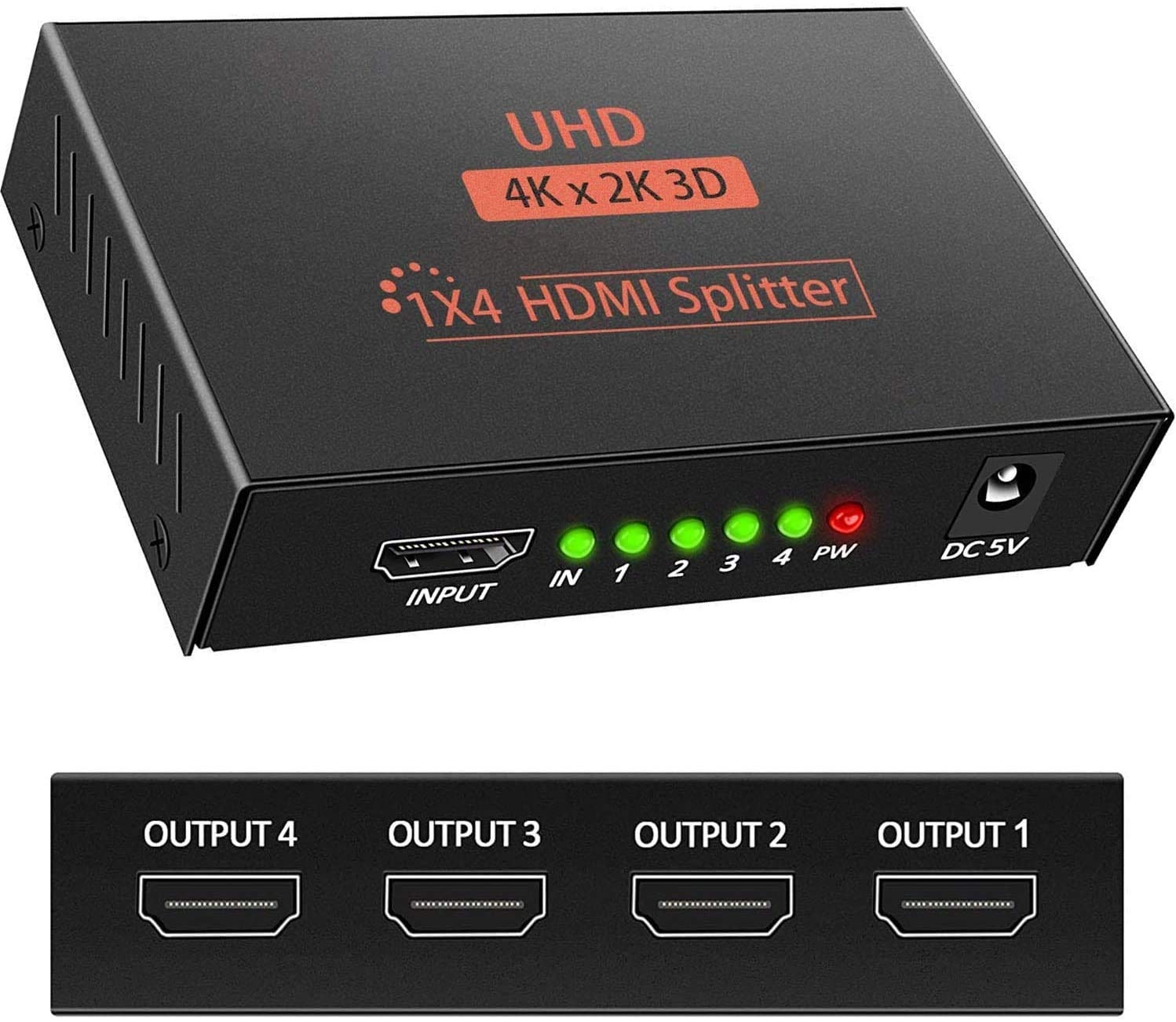 MICROWARE UHD 4K*2K 4 Port HDMI Splitter 1 In 4 Out Hub Repeater 3D, 1080p Female HDMI Audio Cable Converter Adapter