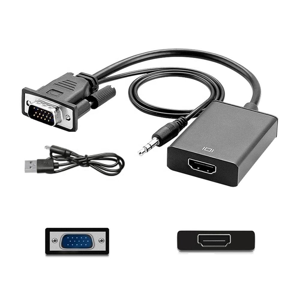 Microware VGA to HDMI with Audio Adapter | VGA Male to HDMI Female Converter for Laptop, PC, Monitor, Projector