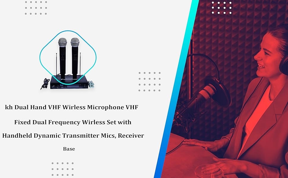 Pyle Channel Microphone System-VHF Fixed Dual Frequency Wireless Set with 2 online Hand