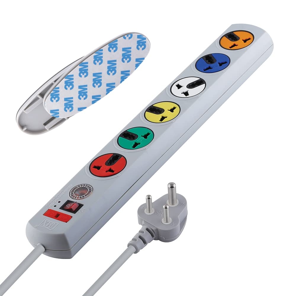 MX 180° Rotatable 4 Way Output Socket Surge Protector with Master Switch, LED Indicator Extension Board, 1.5M - MX-3468