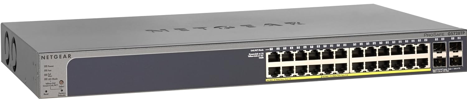 Netgear GS728TP-100INS Gigabit Ethernet Smart Managed Pro Switch
