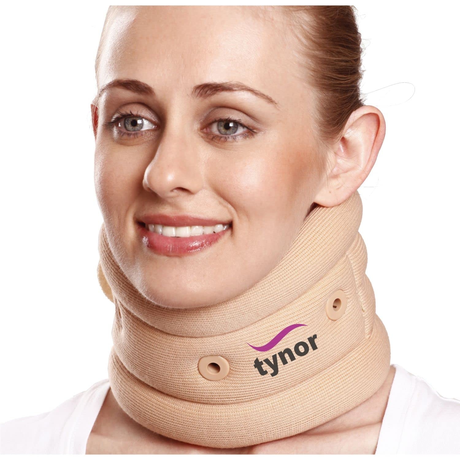 Cervical Collar Soft with cotton stockinet provides Support cushioning Beige, Medium, Thick round, 1 Unit