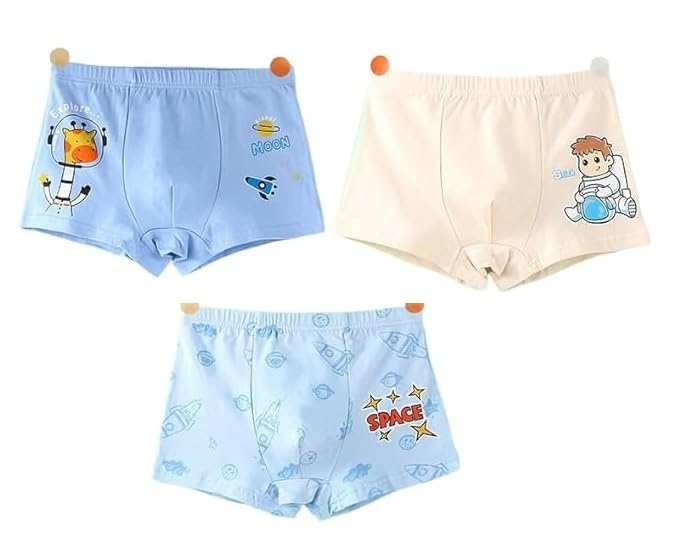 Boys Pure Cotton Underwear Soft Boyshorts Kids Boxer Briefs Hipster Panties Multi Pattern 3 pcs