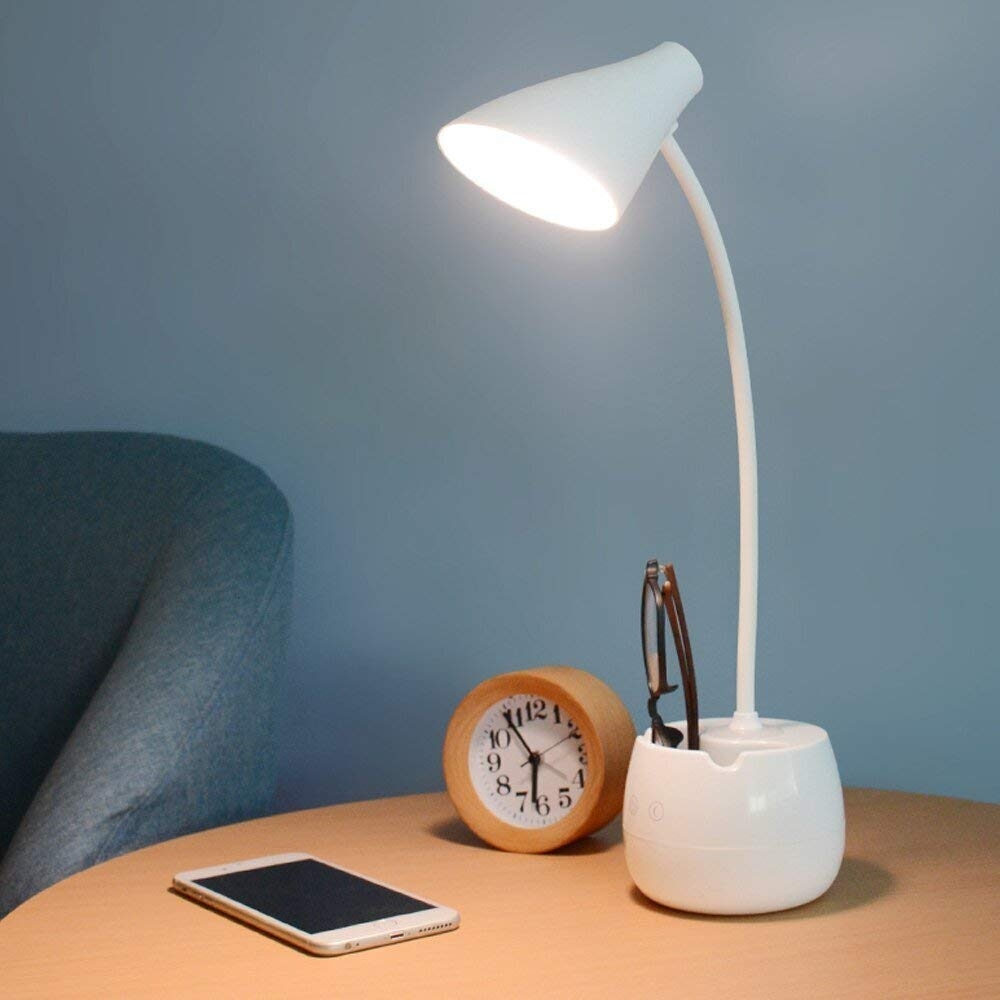 Pick Ur Needs ABS Plastic Study Table Lamp Rechargeable LED Desk Lamp, Touch Control Table Lamp, Eye- Caring Smart Lamp | USB Charging Lamps